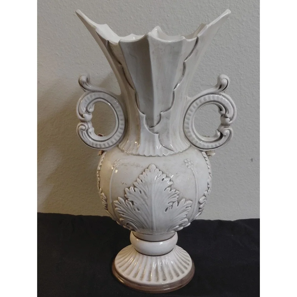 Vintage Nuova Capodimonte F.lli Savastano Vase Large Italian Floral 15
